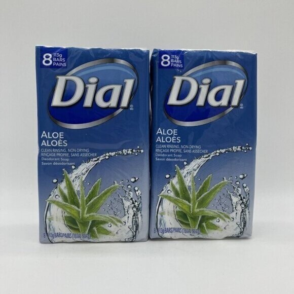 Lot of 2 Dial Deodorant Soap Aloe Clean Rinsing Non Drying 8-Bar Package - Picture 1 of 5